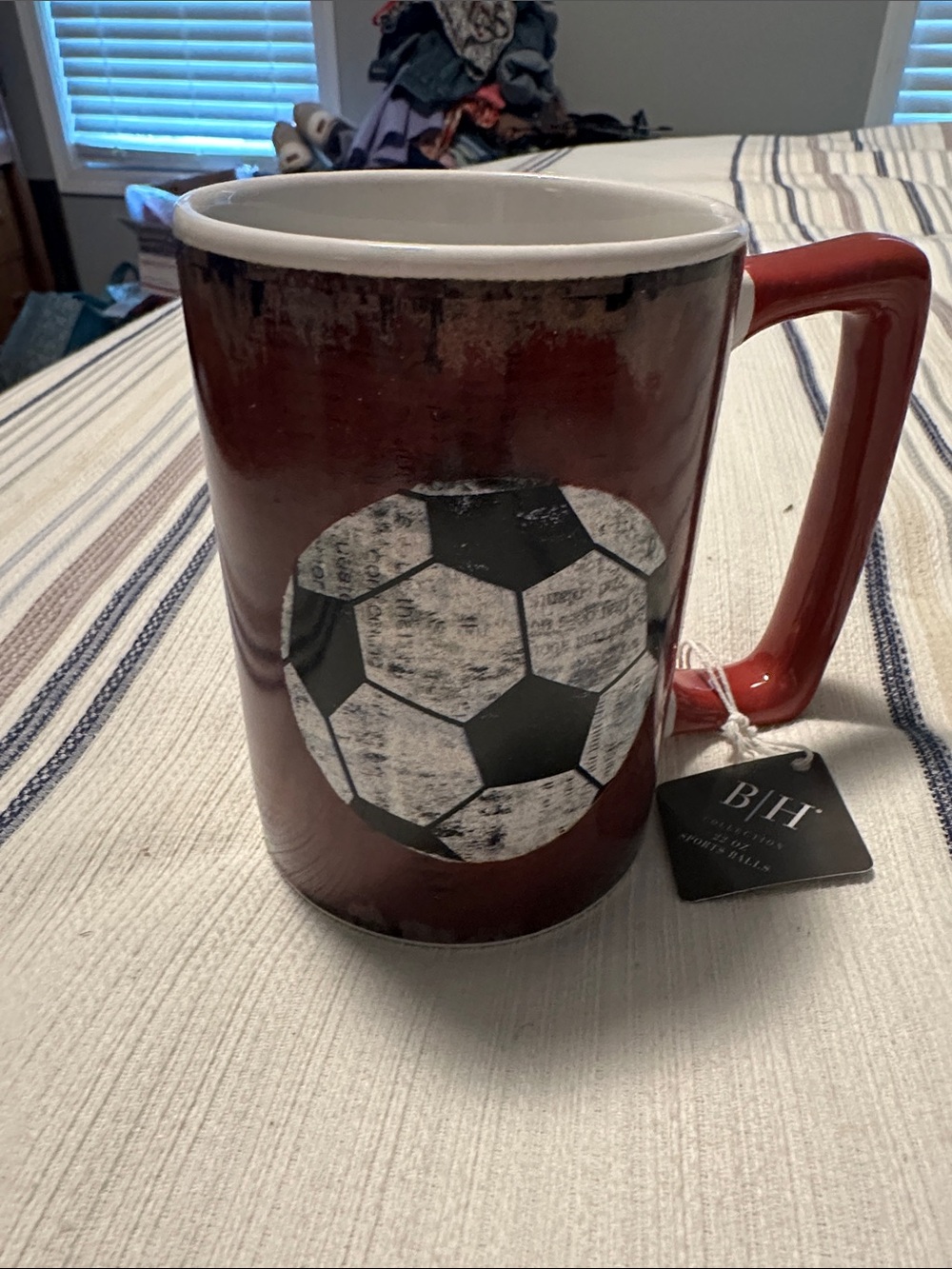 BHT Home Dining Red Ceramic Soccer Mug